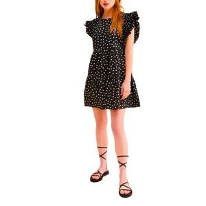 ANNA DAE Polka Dot Babydoll Dress Black/White Size Medium